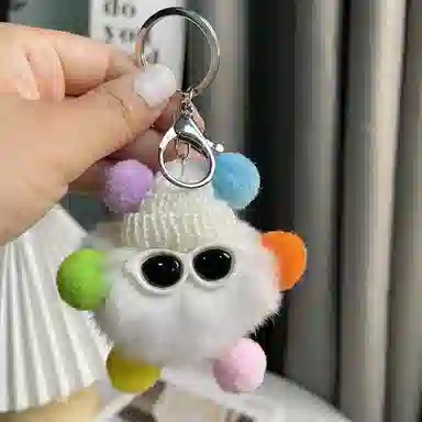 丹琴 搞怪酷帅墨镜小煤球 可爱少女心包包书包公仔挂饰卡通玩偶汽车 毛绒 挂件 男女同款情侣款