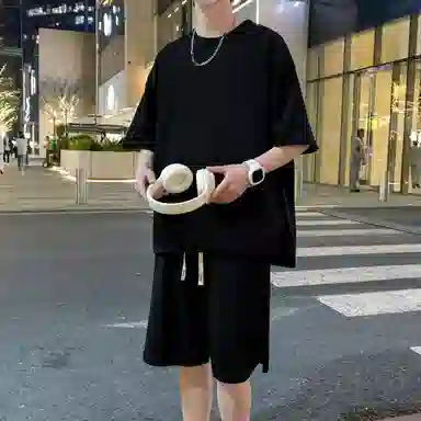 北欧攻略 美式纯色透气舒适休闲运动套装 男女同款