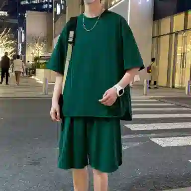 北欧攻略 美式纯色透气舒适休闲运动套装 男女同款