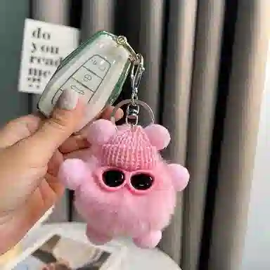 丹琴 搞怪酷帅墨镜小煤球 可爱少女心包包书包公仔挂饰卡通玩偶汽车 毛绒 挂件 男女同款情侣款