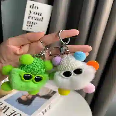 丹琴 搞怪酷帅墨镜小煤球 可爱少女心包包书包公仔挂饰卡通玩偶汽车 毛绒 挂件 男女同款情侣款