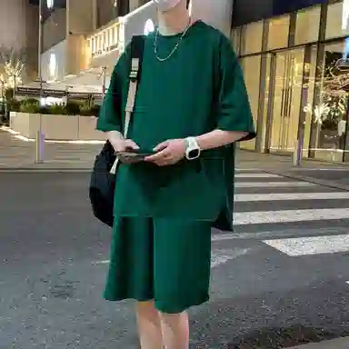 北欧攻略 美式纯色透气舒适休闲运动套装 男女同款