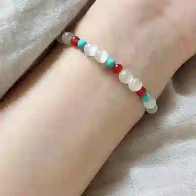 【珠事顺利】 指尖瑰宝 #好运 招财纳福 小众原创设计简约复古 女神夏日出游必备百搭高级中式清新 玻璃猫眼 手串 男女同款情侣款