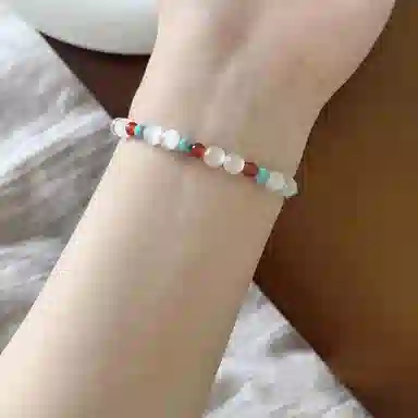 【珠事顺利】 指尖瑰宝 #好运 招财纳福 小众原创设计简约复古 女神夏日出游必备百搭高级中式清新 玻璃猫眼 手串 男女同款情侣款