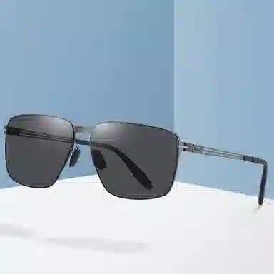 山一丸 尼龙偏光镜无螺丝硅胶鼻托墨镜防晒方框 不锈钢 圆形 太阳眼镜 男女同款情侣款