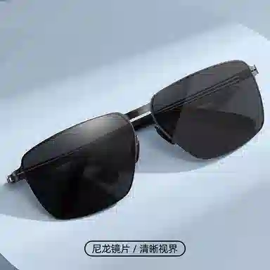 山一丸 尼龙偏光镜无螺丝硅胶鼻托墨镜防晒方框 不锈钢 圆形 太阳眼镜 男女同款情侣款