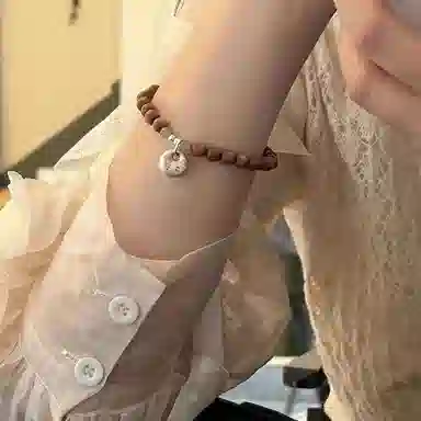 指尖瑰宝 新中式平安扣古文玩串珠好运 精致小众设计国风轻奢高颜值手饰 桃木 手串 男女同款情侣款