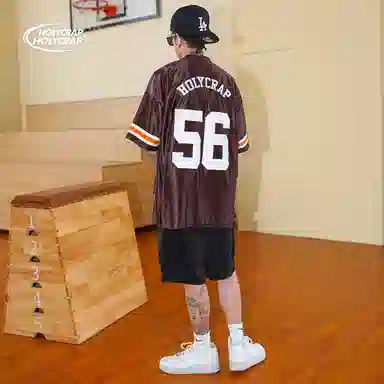 Holycrap Retro Embroidered Jersey Tee Brown