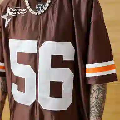 Holycrap Retro Embroidered Jersey Tee Brown
