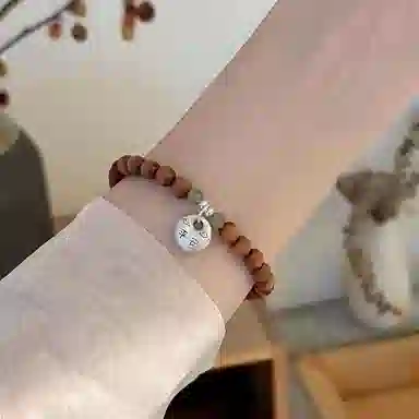 指尖瑰宝 新中式平安扣古文玩串珠好运 精致小众设计国风轻奢高颜值手饰 桃木 手串 男女同款情侣款