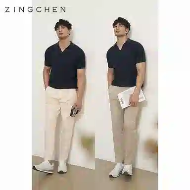 ZINGCHEN Pima Cotton Waffle Polo