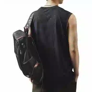 贵色 城市机能风薄款运动坎肩汗衫健身透气无袖美式拼接设计感高端满天星复古印花背心 男女同款