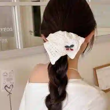 水中玉 樱桃方巾扎头发饰高级感肥肠头绳猪大肠发绳 皮筋 发圈 女款