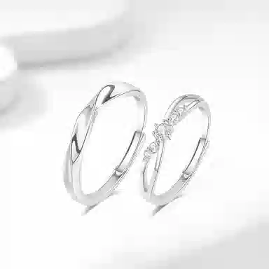 【S999足银纯银丨热销推荐】六桂福 莫比乌斯对戒 简约时尚气质设计感轻奢开口可调节恋爱告白 福韵金 好运 礼盒 戒指 男女同款情侣款