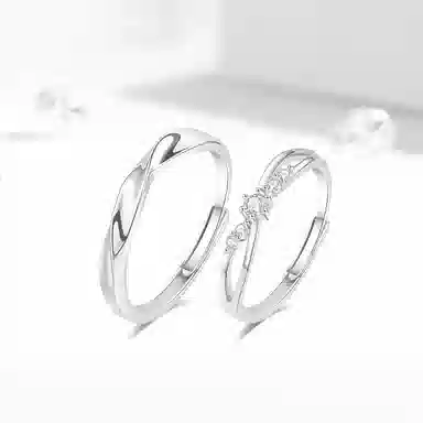 【S999足银纯银丨热销推荐】六桂福 莫比乌斯对戒 简约时尚气质设计感轻奢开口可调节恋爱告白 福韵金 好运 礼盒 戒指 男女同款情侣款