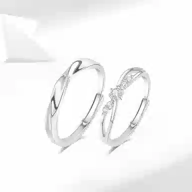 【S999足银纯银丨热销推荐】六桂福 莫比乌斯对戒 简约时尚气质设计感轻奢开口可调节恋爱告白 福韵金 好运 礼盒 戒指 男女同款情侣款