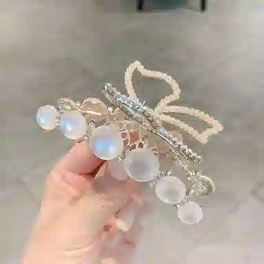 缔晶 法式浪漫鱼尾蝴蝶珍珠鲨鱼夹套装 复古优雅气质通勤风 合金 发夹 女款