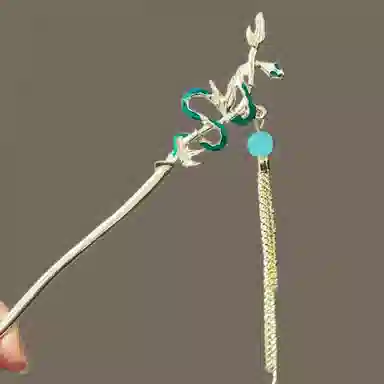 【灵蛇抱竹】 指尖瑰宝 国风典雅新中式高级复古清冷风小众不规则设计感 镀银 发簪 女款