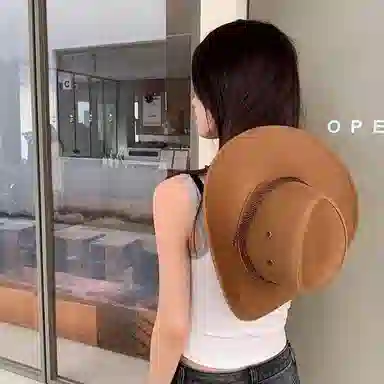 千桐 复古牛仔帽 防晒大檐显脸小沙滩海边遮阳户外露营登山帽 运动透气网帽时尚防紫外线 聚酯纤维 渔夫帽 男女同款情侣款