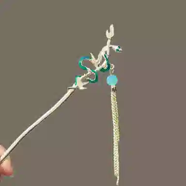 【灵蛇抱竹】 指尖瑰宝 国风典雅新中式高级复古清冷风小众不规则设计感 镀银 发簪 女款