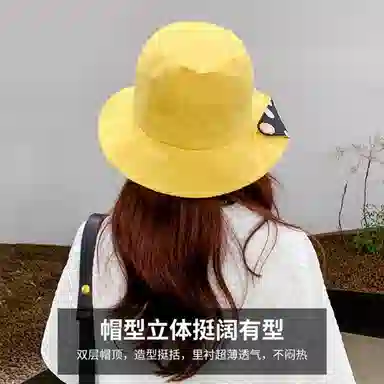 红豆 遮阳帽春夏户外防紫外线可折叠太阳帽 聚酯纤维 防晒帽 女款