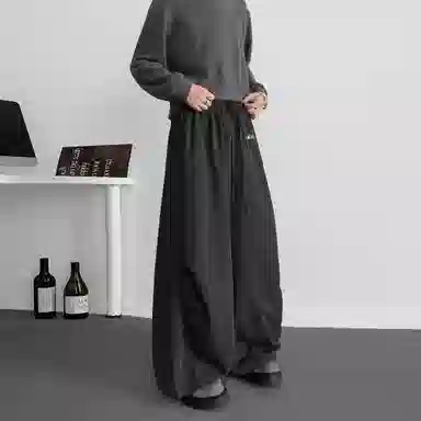 王者荣耀 花木兰款轻薄速干纯色褶皱伞兵弯刀裤阔腿垂感宽松外出运动日常通勤休闲裤 男女同款