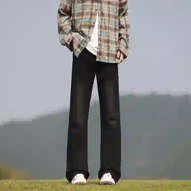 八哥 美式简约水洗做旧基础款休闲时尚牛仔裤 男女同款