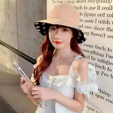 红豆 遮阳帽春夏户外防紫外线可折叠太阳帽 聚酯纤维 防晒帽 女款