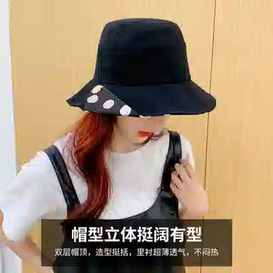 红豆 遮阳帽春夏户外防紫外线可折叠太阳帽 聚酯纤维 防晒帽 女款