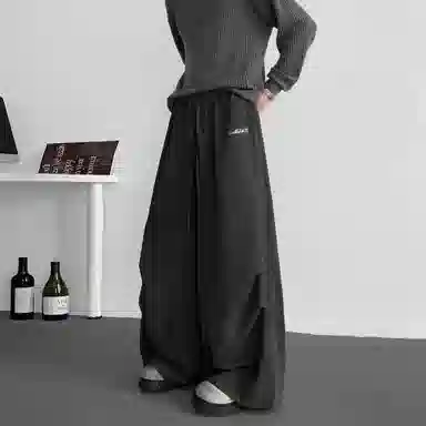 王者荣耀 花木兰款轻薄速干纯色褶皱伞兵弯刀裤阔腿垂感宽松外出运动日常通勤休闲裤 男女同款