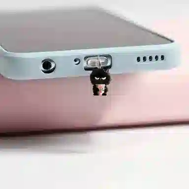 千桐 小黑猫 创意手机防尘塞 小书包可爱时尚潮流装饰 亚克力 挂件 男女同款情侣款