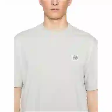 Stone Island Patch Crew Neck T-Shirt Gray White