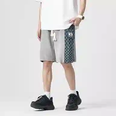 乱步 复古美式街头嘻哈做旧格子口袋学生夏季宽松透气个性宽松男五分短裤 男女同款