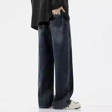 羽浅 宽松直筒水洗美式复古牛仔裤 男女同款