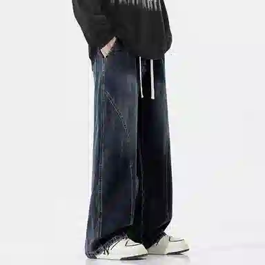 羽浅 宽松直筒水洗美式复古牛仔裤 男女同款