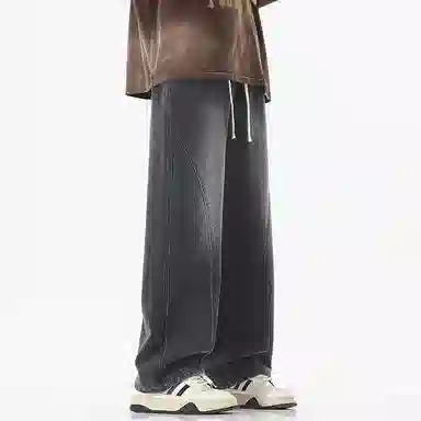 羽浅 宽松直筒水洗美式复古牛仔裤 男女同款