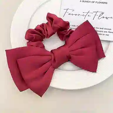 蒙妮 缎面蝴蝶结大肠发圈 布艺 头绳 男女同款情侣款