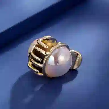 沂茹 时尚森系简约优雅气质几何金色白珠子刘海发抓头抓小众设计感文艺温柔甜美日常百搭减龄抓夹发饰头饰 合金 发夹 女款