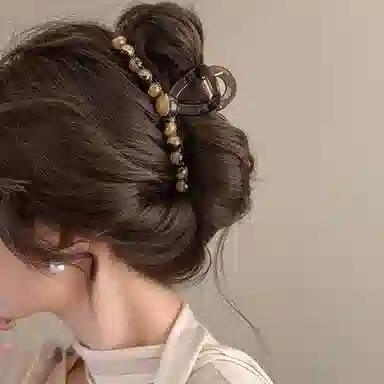 如花梦 高级感珠珠发量多大号复古 亚克力 发夹 女款