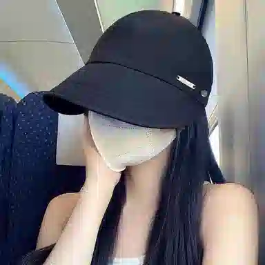 优幽兰 休闲简约纯色高级感大头围显脸小遮阳帽韩版素颜遮脸防紫外线遮阳帽百搭时尚 聚酯纤维 鸭舌帽 女款