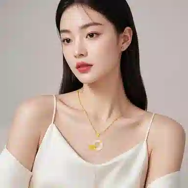 印象眸 荷心如意 莲花平安扣新中式气质简约多财多福诸事顺 精致高级感好运连连玉吊坠锁骨链 礼盒包装#好运 玉髓 项链 女款