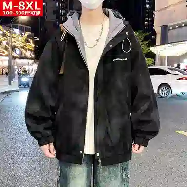 大白鲨 品牌高端痞帅连帽宽松连帽长袖夹克外套 男款