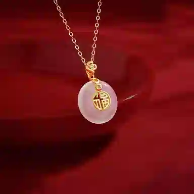 梵星饰季 如意平安扣 新中式国潮风典雅大气小众设计高级感 日常百搭 玉髓 玉石项链 女款