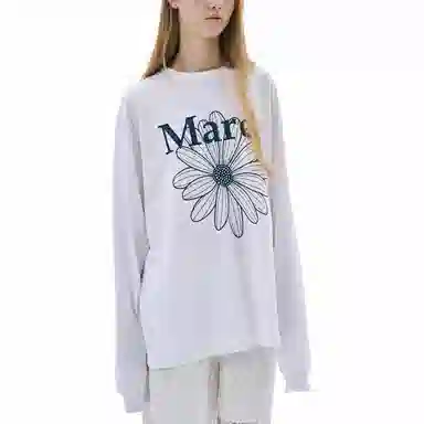 MARDI MERCREDI SS25 UNISEX TSHIRT LONG SLEEVE FLOWERMARDI_WHITE NAVY T