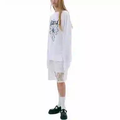 MARDI MERCREDI SS25 UNISEX TSHIRT LONG SLEEVE FLOWERMARDI_WHITE NAVY T