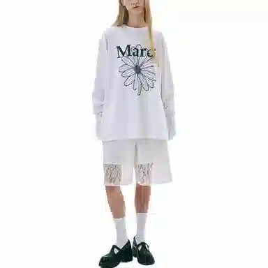 MARDI MERCREDI SS25 UNISEX TSHIRT LONG SLEEVE FLOWERMARDI_WHITE NAVY T