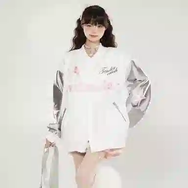 运动休闲学院风高级感落肩长袖日常学生通勤单排扣时尚宽松个性设计柔软舒适百搭外套美式高街潮流棒球服 男女同款