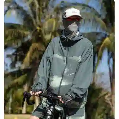 大白鲨 纯色山系户外撞色扎染男生夏季薄款情侣皮肤衣宽松高街潮流连帽长袖防晒服 男款