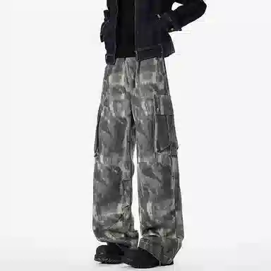 XUJIA Retro Street Straight Pants Camo