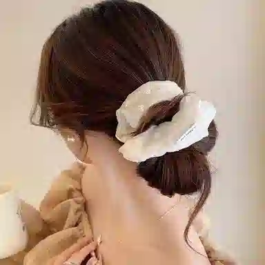 水中玉 韩系白色方巾大肠发圈碎花发饰发绳皮套头饰 皮筋 头绳 女款